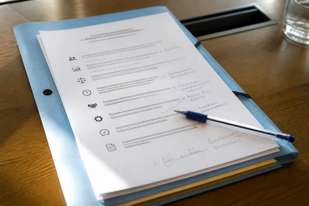 Document d’ordre du jour du CSE annoté avant une réunion
